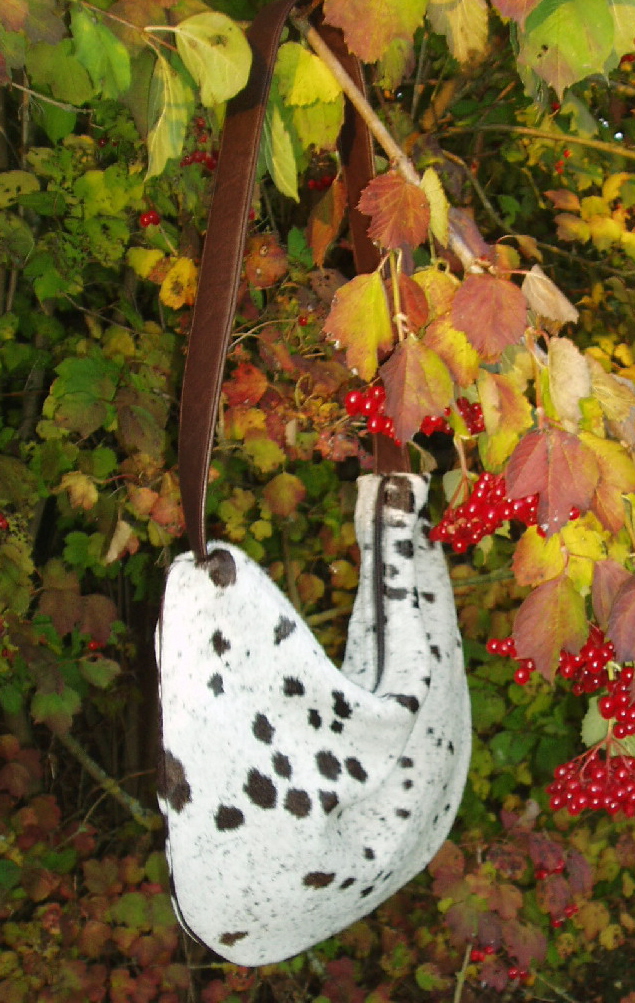 Brown & White Hair Cowhide Shoulder Bag