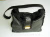 Black Sheepskin Bag with Gold Colour Bar Trim