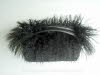 Black Sheepskin Handbag with Mongolian Sheepskin Trim