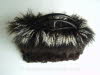 Sheepskin Handbag with Grey Mongolian Sheepskin Trim