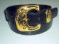 Black karung snakeskin belt large gold colour buckle �26