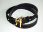  Black suede belt with  mock totoiseshell and gold color link. �24