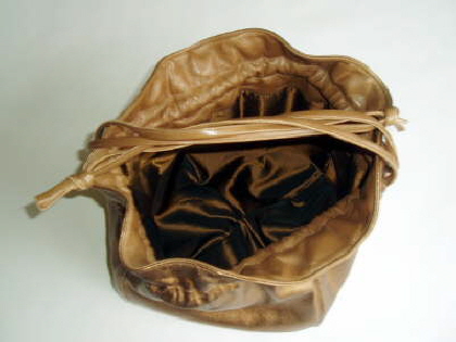 Bronze Brown Leather Bag Open