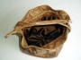 Bronze brown leather bag open