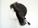 Brown sueded sheepskin hat toscana brisa trim 