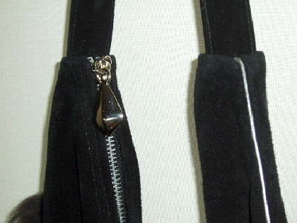Close up of Silver Colour Zip in Bag