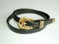 Black hide belt with three piece buckle set �14