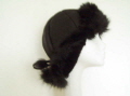Black nappa sheepskin hat with toscana trim �35